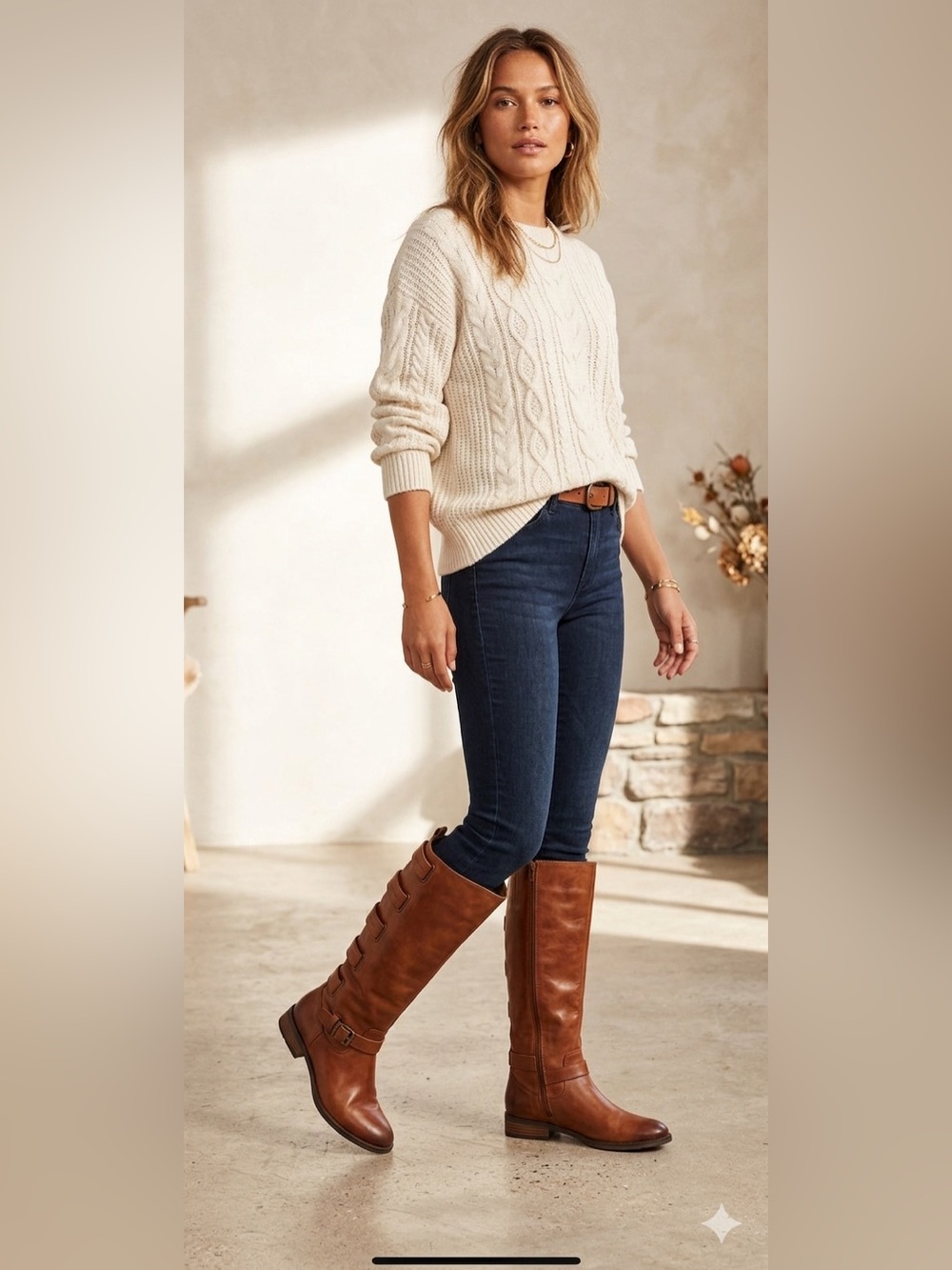 Sole‎ Society Franzie Cognac Leather Tall Riding Boots Multi Strap Buckle 9.5